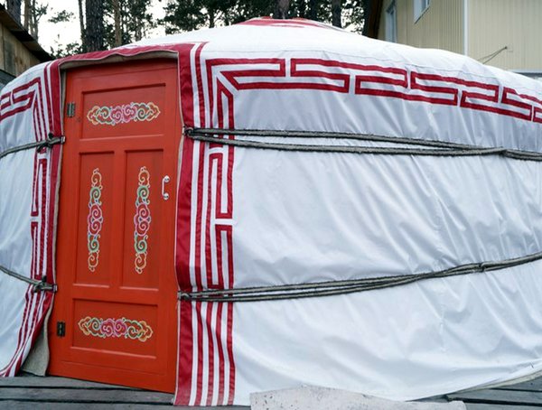 Moderne mongolische Jurte 5m Durchmesser ca. 19 m², komplett winterfest und wasserdicht. 170 cm Wand